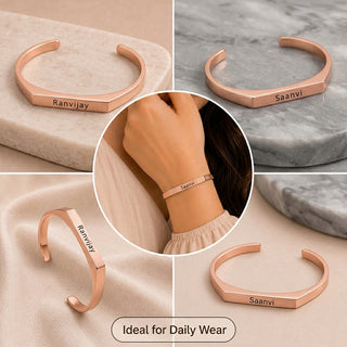 Customized Stainless Steel Kada Bracelet - Engraved Name Armlet for Men & Women.
