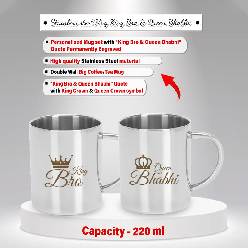 Rakshabandhan Gift Combo: Men's Wallet with Sling Bag & Couple Engraved Steel Mug Set.