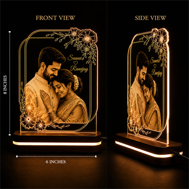 Personalized LED Photo Frame 6x8 Inch – Customized Photo Engraved Acrylic Lamp