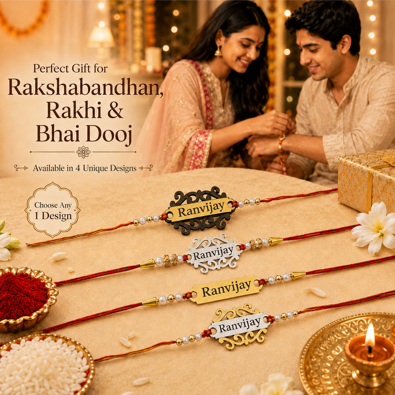 Customized Laser Foil Rakhi with Name Engraved
