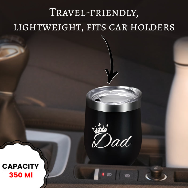 Insulated Travel Mug Set of 2– Black & White Stainless Steel Coffee Mugs.