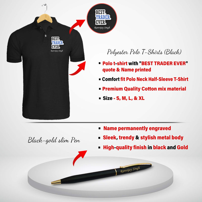 Trader Gift Combo Set- T-shirt, Pen, Mouse Pad & Metal Keychain.