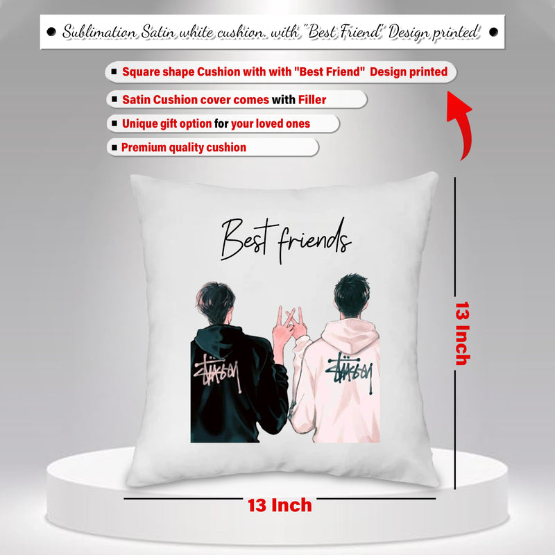 Friendship Day Male Gift Combo - Cushion, Acrylic Stand,& Black Leather Diary combo