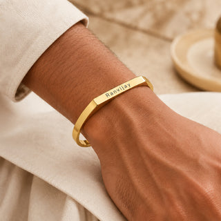 Customized Stainless Steel Kada Bracelet - Engraved Name Armlet for Men & Women.