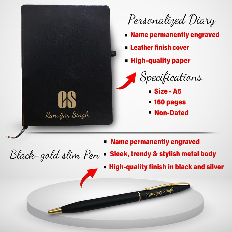 CS Combo Set: Coat Pen Stand, Logo Pen & Engraved Diary.