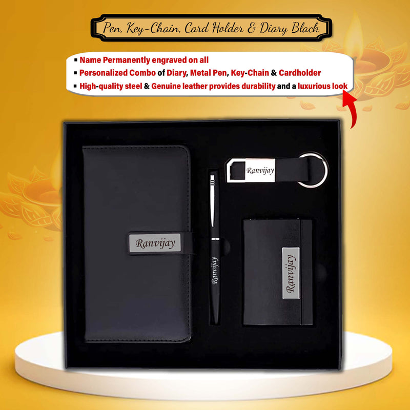 Diwali Combo – Diary, Pen, Keychain, Card Holder & Bottle with Custom Name.