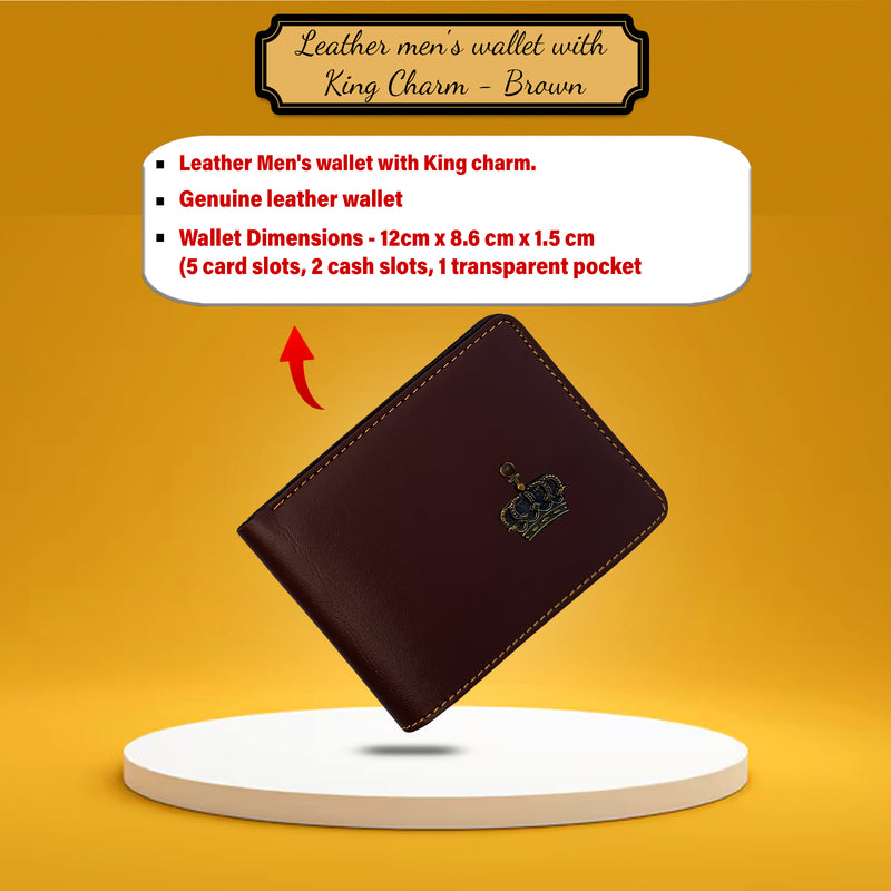 Diwali Gift Set- Leather Men's Wallet with King Charm & Black Bottle with 'Happy Diwali' Quote.