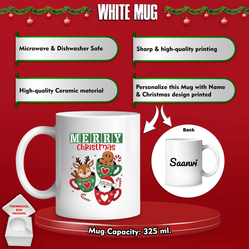 Custom Christmas Gift Set - 3-Compartment Plate & Mug with Name & Cartoon