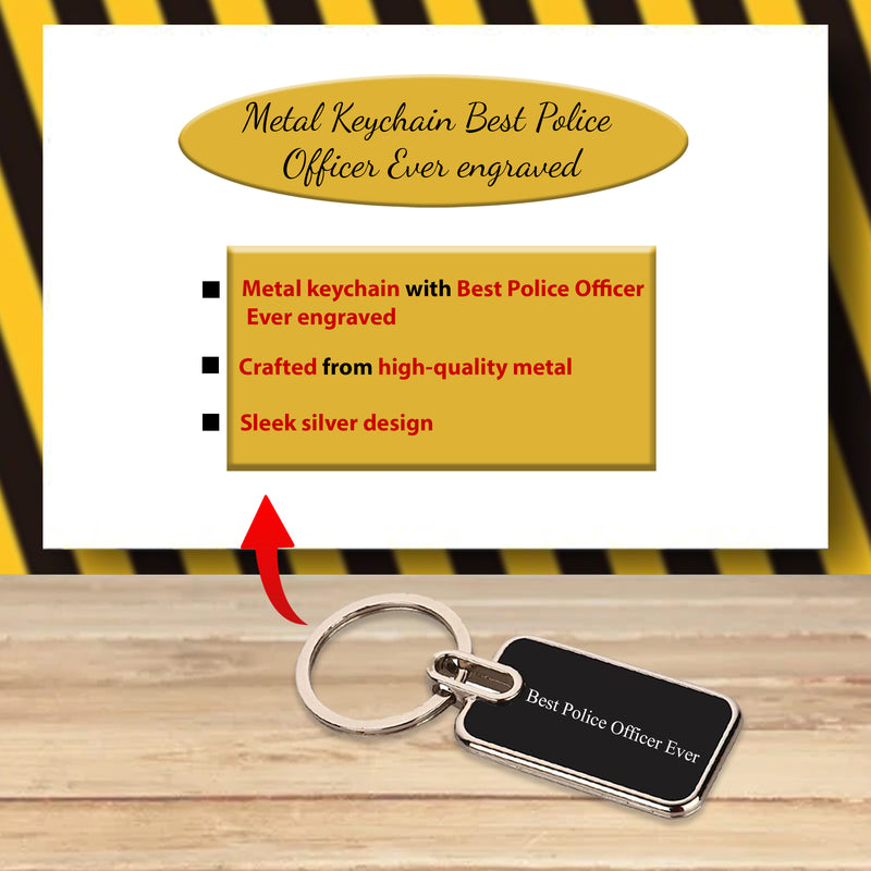 Police Set (Male) - Keychain & Pen with 'Best Police Officer Ever' Engraved, Wallet with King Charm.