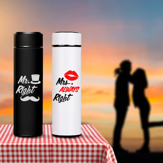 Couple Water Bottle Set of 2 Bottles with Couple Design Printed.