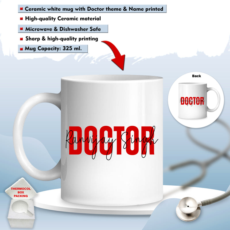 Doctor Gift Set –Custom Name Water Bottle & Ceramic Mug with Doctor Themed Design.