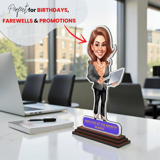 Photo Caricature for Female Employee – Customized Acrylic Standee.