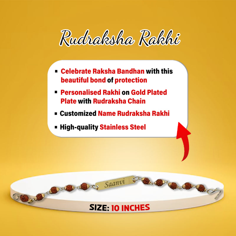 Rakhi Combo: Leather Clutch & Name Engraved Rudraksh Rakhi.