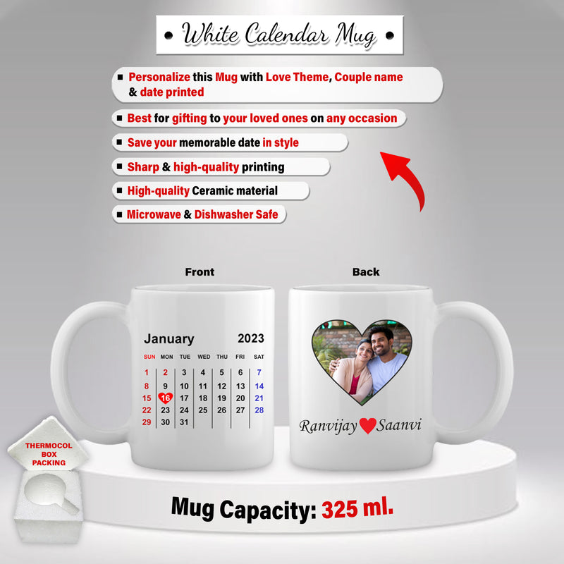 Valentine Combo – Personalized Wallet, Clutch, Mug & Infinity Calendar with Couple Name.