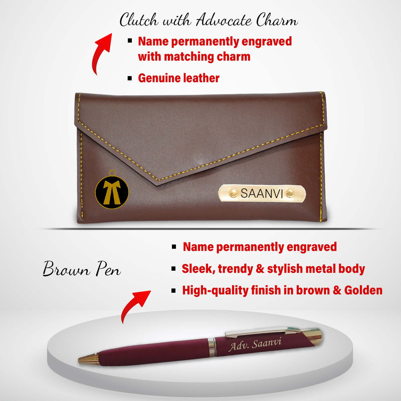 Personalized Advocate Combo-Advocate Key-Chain with Charm, Advocate Pen , and Clutch with Name & Adv. Charm.