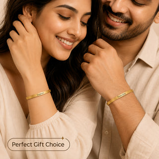 Customized Adjustable Stainless Steel Unisex Kada With Name Engraved.