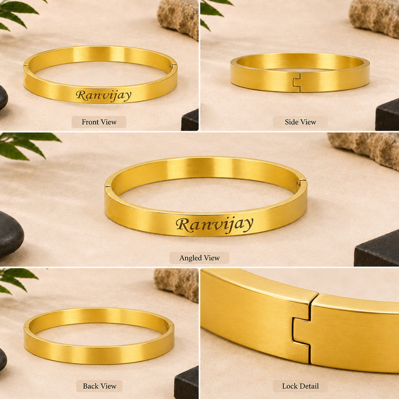 Customized Lock Kada Bracelet - Custom Name Engraved