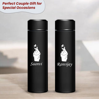 Personalized 500ml Steel Bottle Set of Two with Custom Name & Love Symbol