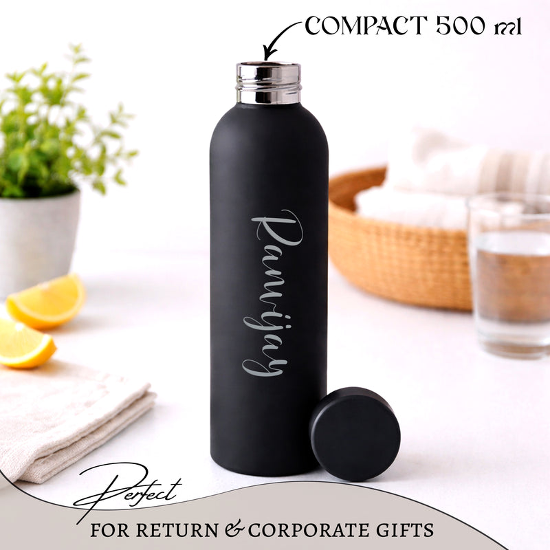 Customized 500ml Stainless Steel Water Bottle – Customized Name Engraved Rubber Finish Insulated Flask