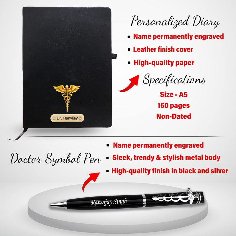 Customized Doctor's Gift Set: Custom Keychain, Bottle, Pen, Wallet & Diary