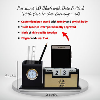 Premium Teacher’s Day Combo: Black-Gold Pen & Elegant Stand Quote Engraved.