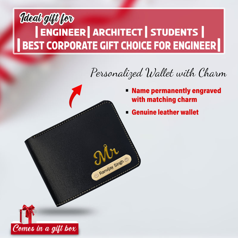 Customized Engineer's Gift Set-Keychain, Sleek Water Bottle, Pen, Wallet & Diary