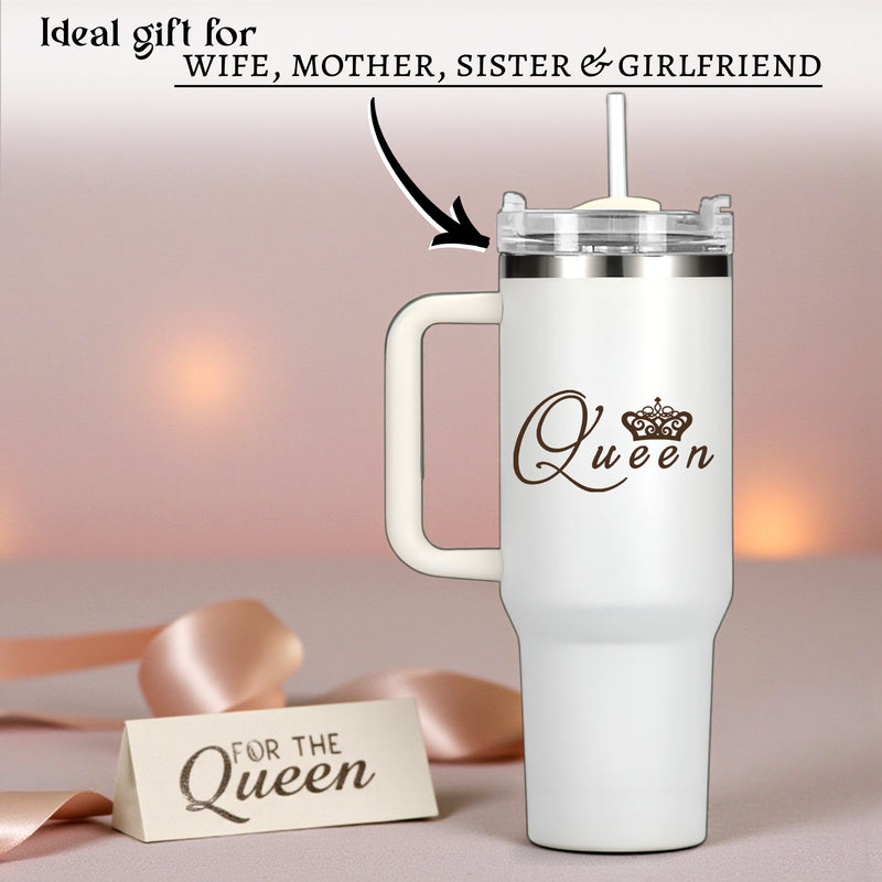 Stainless Steel Insulated 1200 ML Tumbler with Queen Design Engraved.
