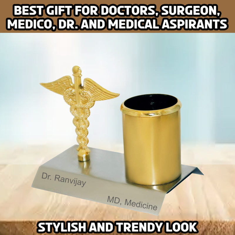 Custom Doctor Symbol Pen Stand with Engraved Name & Designation