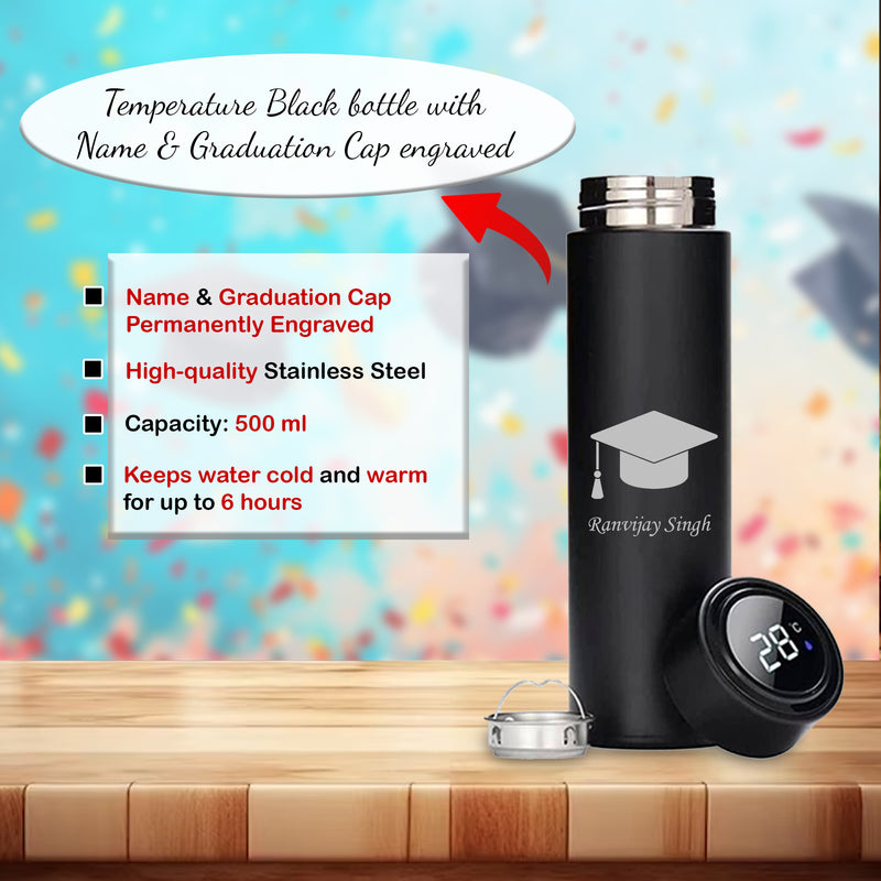 Graduation Combo - Custom Temp Bottle & Black Polo T-Shirt with Name