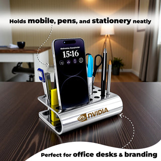 Customized Metal Desk Organizer with Name & Company Logo | Office Gift India
