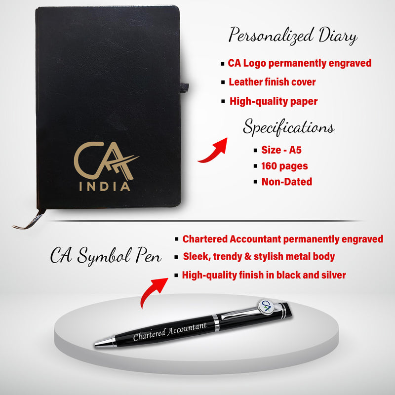 CA Premium Gift Set – Bottle, Pen, Wallet, Diary & Keychain