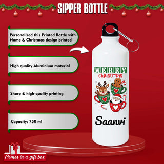 Personalized Christmas Set - T-Shirt, Cap & Bottle with Name & Design.