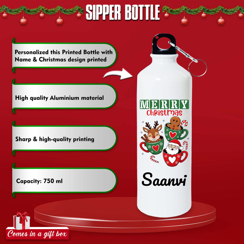 Personalized Christmas Set - T-Shirt, Cap & Bottle with Name & Design.