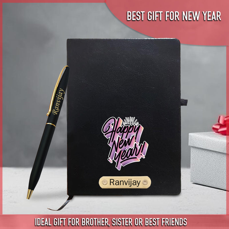 Customized New Year Gift Set - Diary & Pen-Black