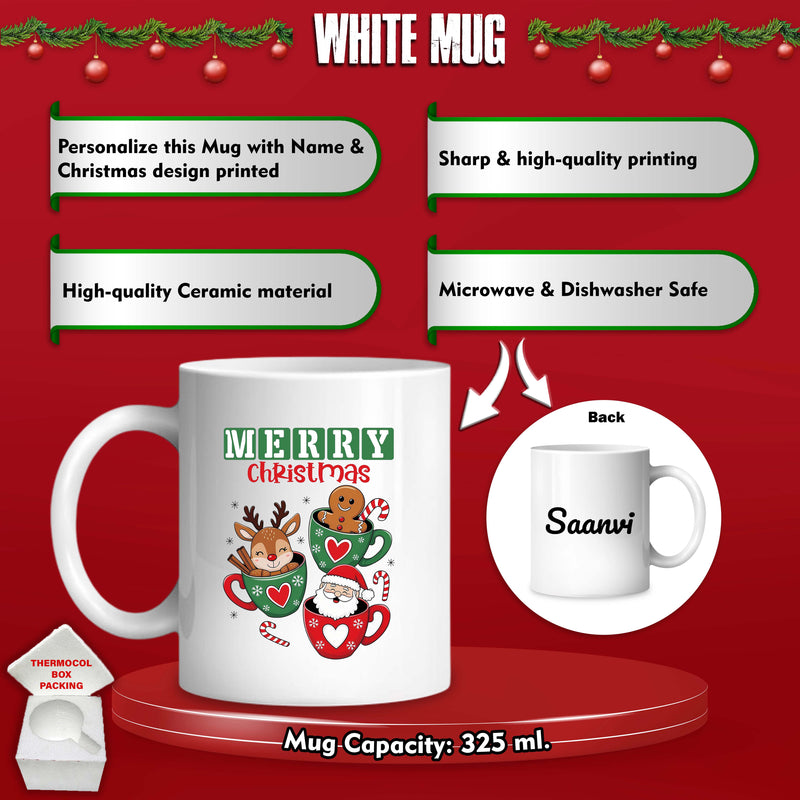 Custom Cushion & Ceramic Mug with Name & Christmas Design