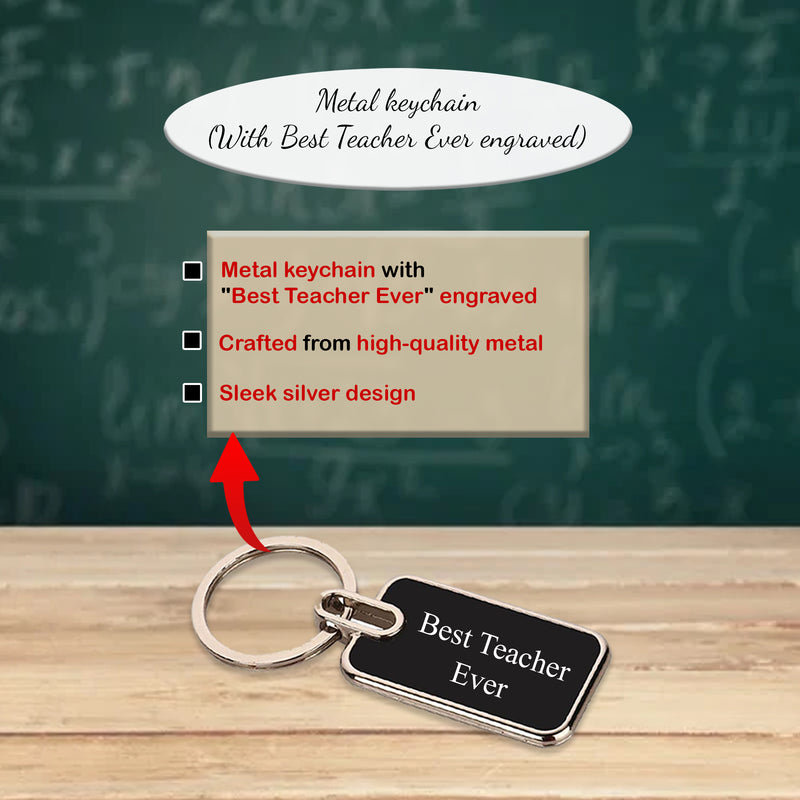 Premium Teacher Gift Set: Engraved Keychain, Elegant Pen & Acrylic Stand