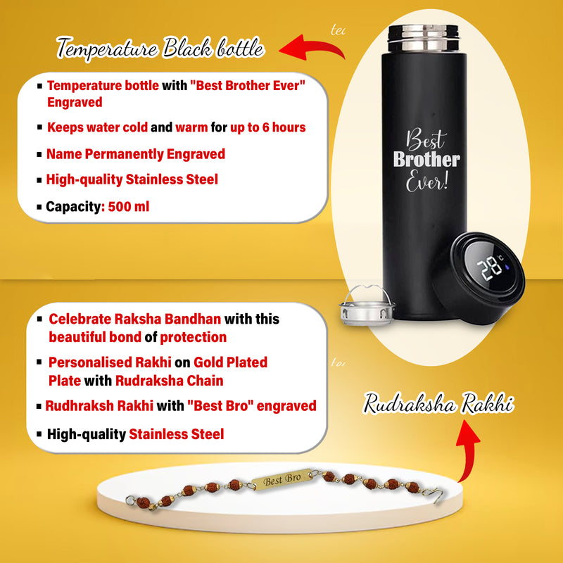 Rakhi Gift Combo: Black Bottle, Rudraksh Rakhi & Wallet