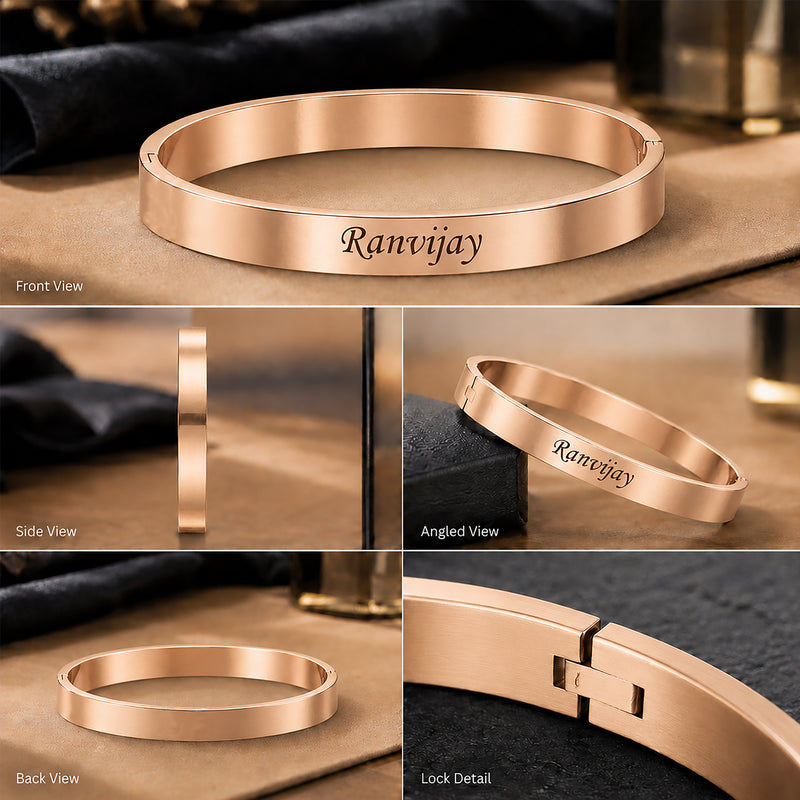 Customized Lock Kada Bracelet - Custom Name Engraved