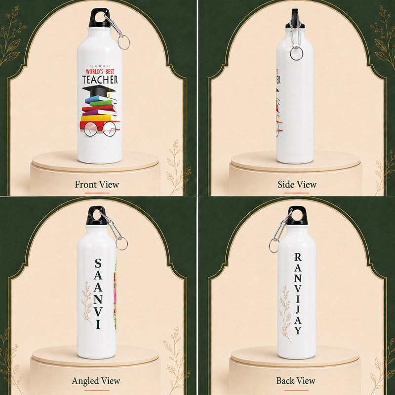 Personalized Teacher’s Day Aluminium Sipper Bottle with Name | World’s Best Teacher Gift