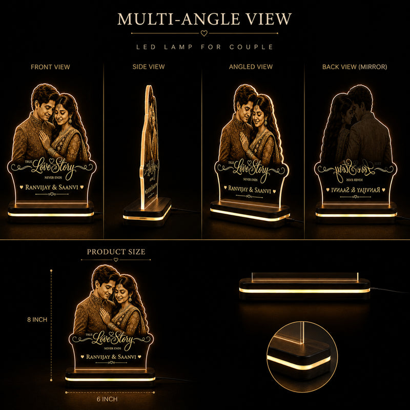 Acrylic LED Photo Lamp 6x8 Inch – Customized Engraved Photo Cutout with Name