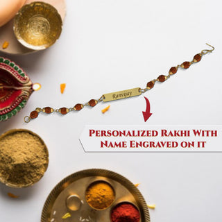 Personalized Rakhi Gifts Set- Custom Steel Straw Tumbler+ Rudrakasha Rakhi