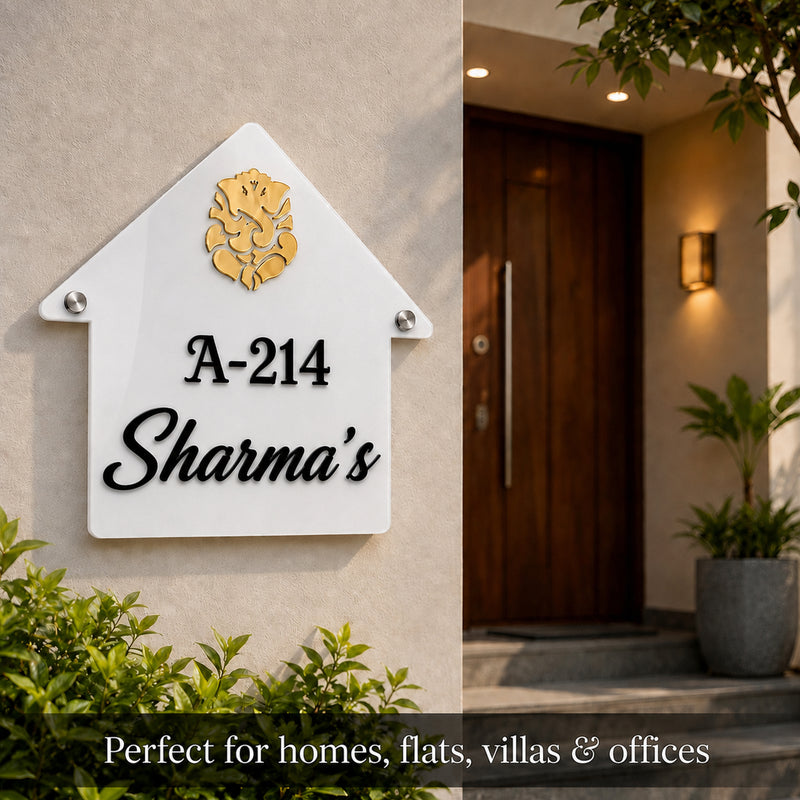 Customized House Shape Acrylic Name Plate with Name & House Number.