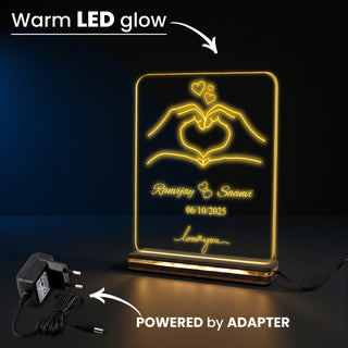 Personalized 3D Illusion LED Acrylic Lamp 6x8 inch for Couples – Customizable Night Light with Names & Date