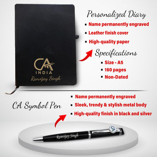 CA Combo: CA Pen Stand, Logo Pen & Engraved  Diary.