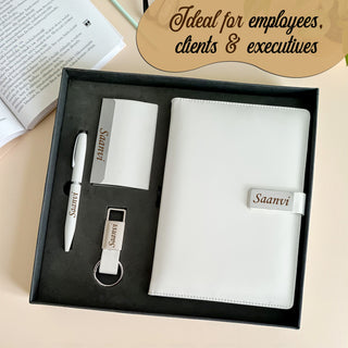 Customized 7-in-1 combo – Custom Name/Logo Engraved Diary, Pen, Key chain, Cardholder, Bottle, Mug & Mobile Stand.