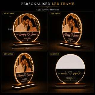 Personalized Round LED Photo Frame 6x8 Inch – Customized HD UV Printed Acrylic Lamp with Photo, Name & Date