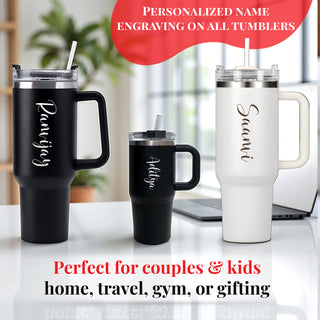 Personalized Family Tumbler Set – Black & White (1200 ML + 500 ML)