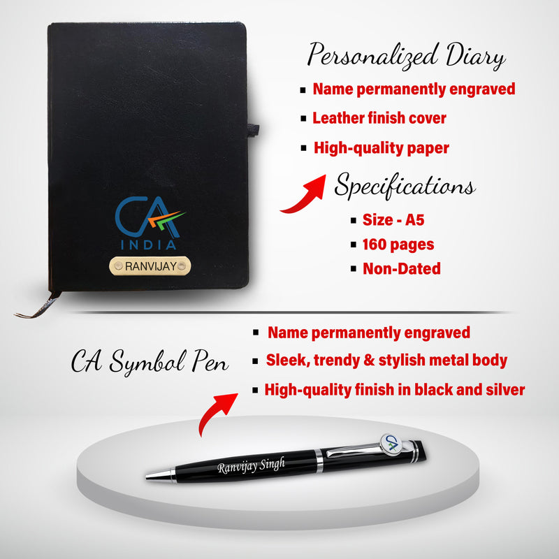 Customized CA Gift Set: Keychain, Water Bottle, Pen, Wallet & Diary.