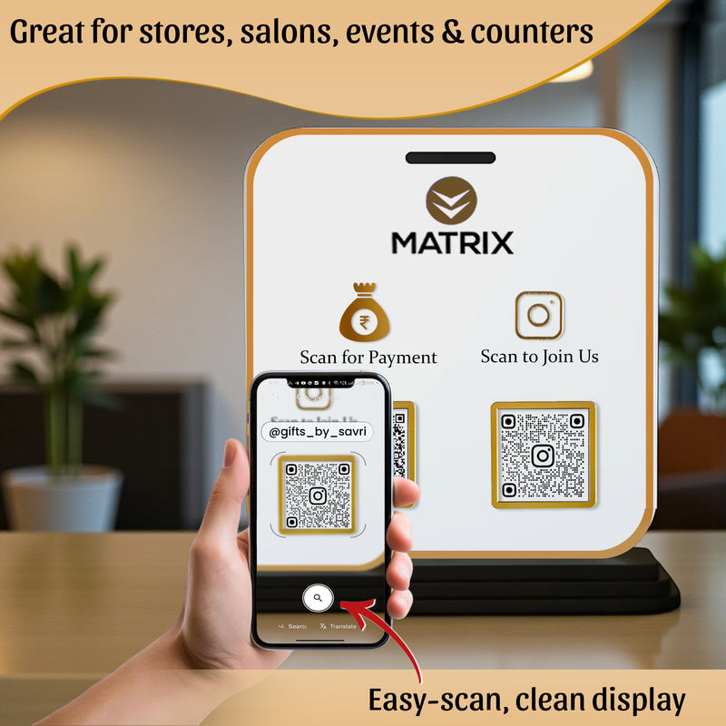 Custom Acrylic QR Code Stand with 2 QR Slots – 6x8 Inch Table Display