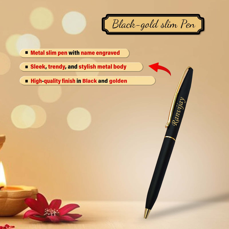 Personalized Diwali Gift Set – Leather Diary, Pen, Dry Fruit Jar & Diyas.